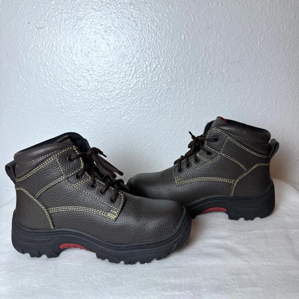 Skechers‎ Burgin Tarlac Industrial Steel Toe Work Boots Mens 7 Brown Leather